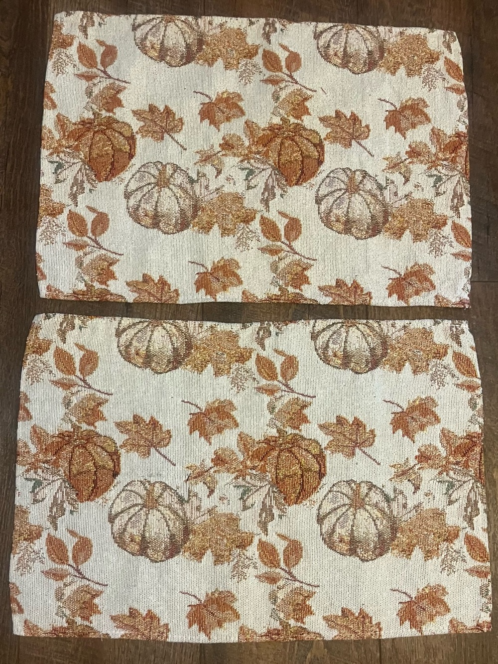 Fall Pumpkin Placemats Set of 2 Harvest Autumn Thanksgiving Cotton Blend